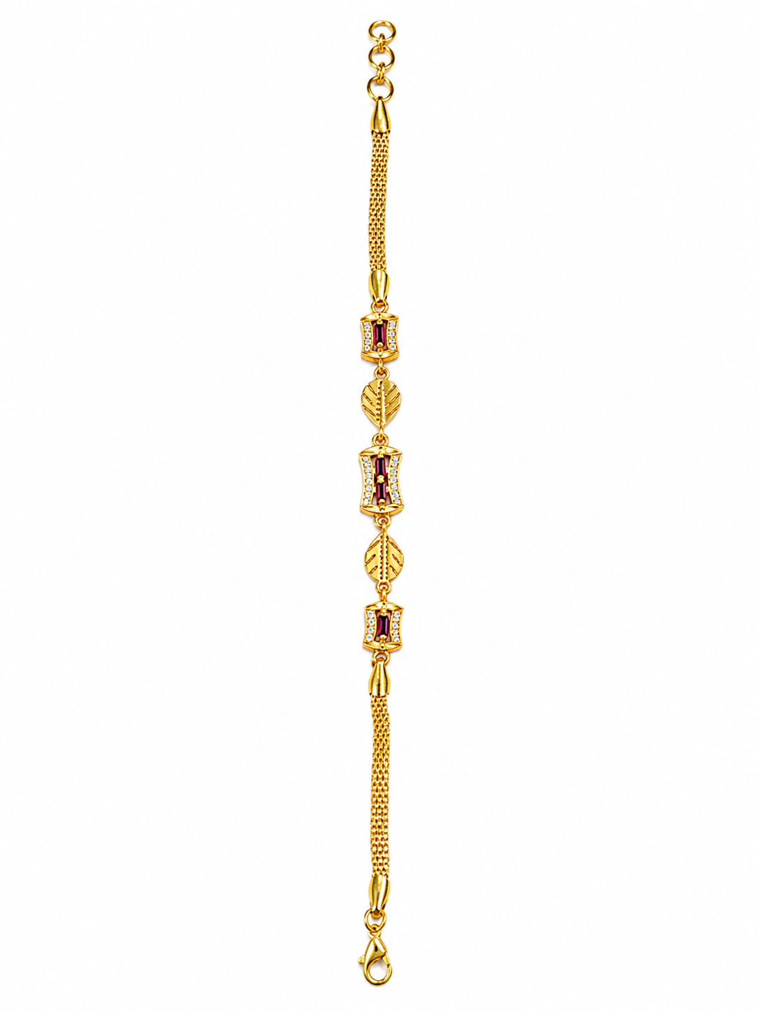 Imperial Ruby Baguette Link Bracelet for Women & Girls