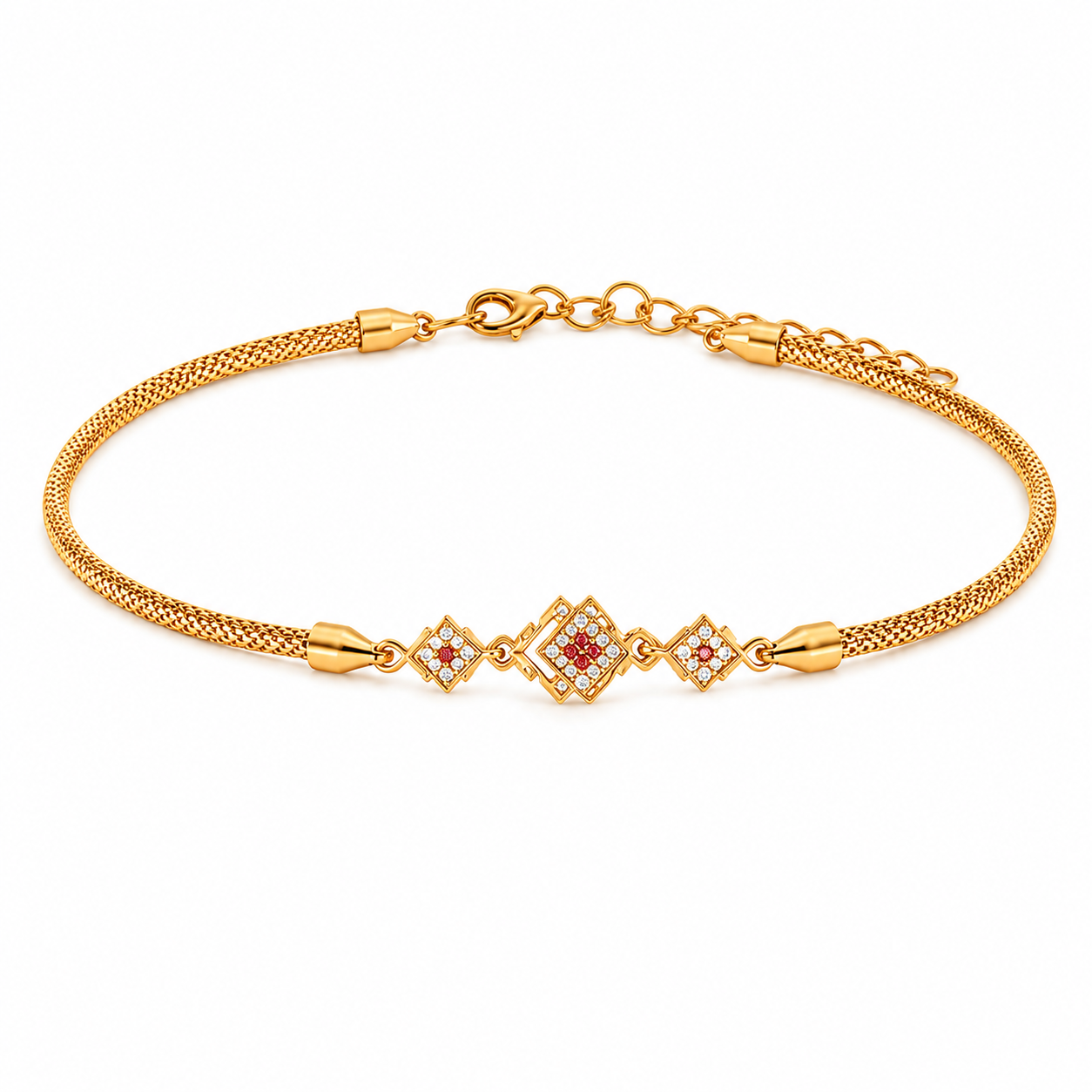 Elegant Square Crystal Gold Bracelet for Girls & Women