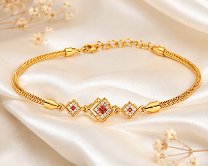 Elegant Square Crystal Gold Bracelet for Girls & Women