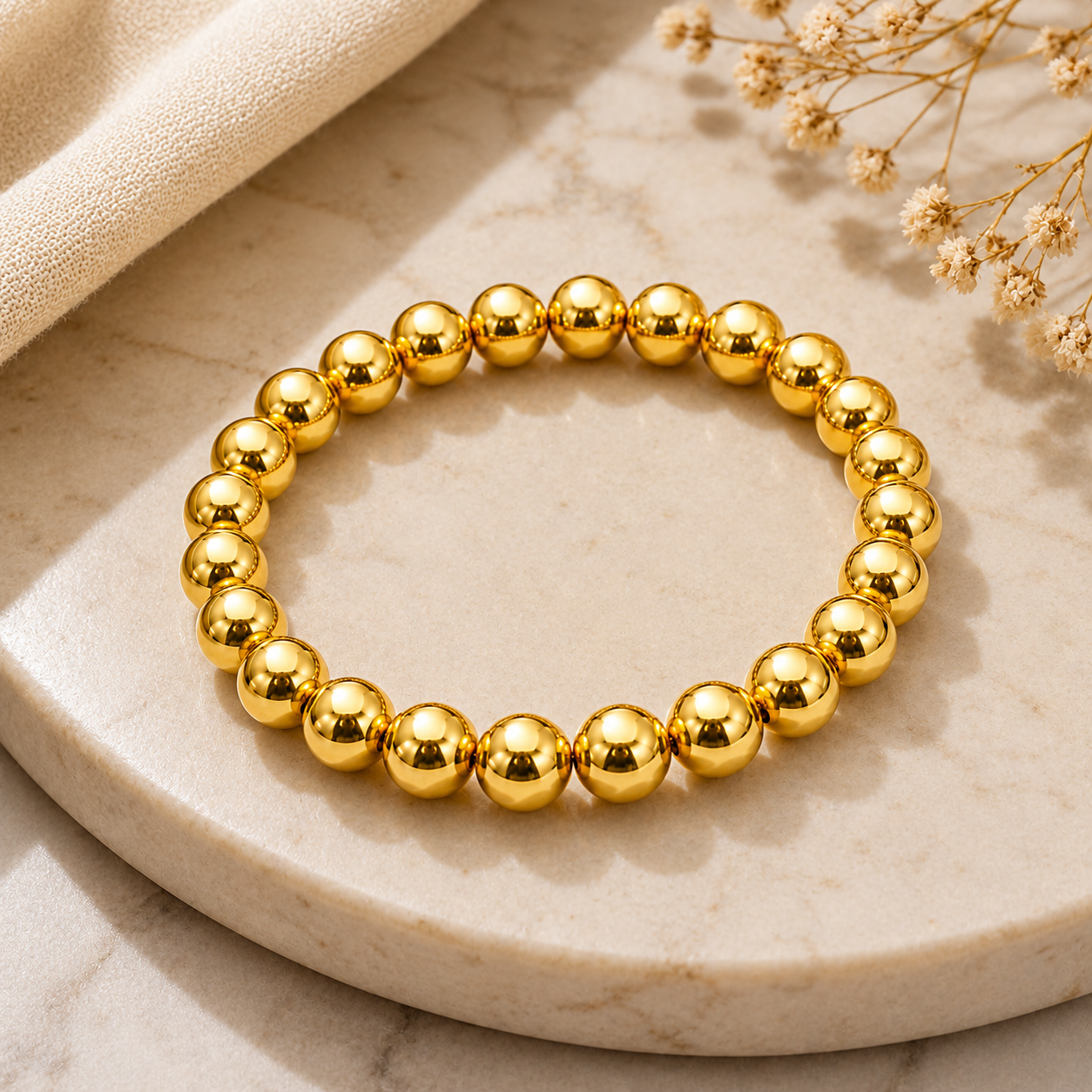 NUGOLD Premium Gold Beaded Bracelet for Girls & Women