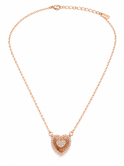 Romantic Rose Gold Heart Necklace for Women