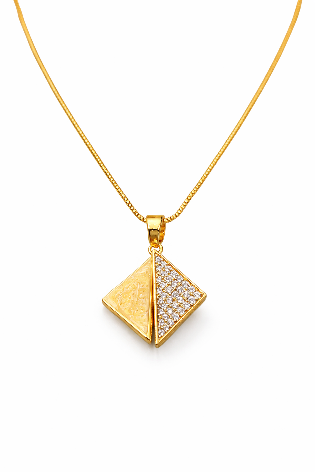 NuGold Triangle Stone Pendant Necklace