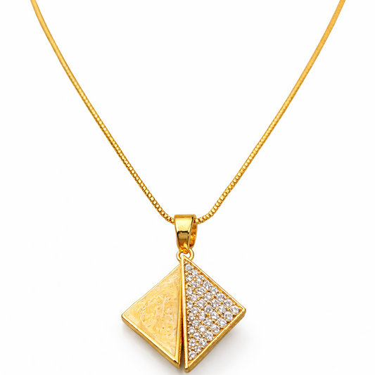 NuGold Triangle Stone Pendant Necklace