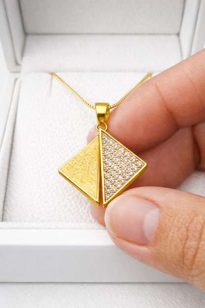 NuGold Triangle Stone Pendant Necklace