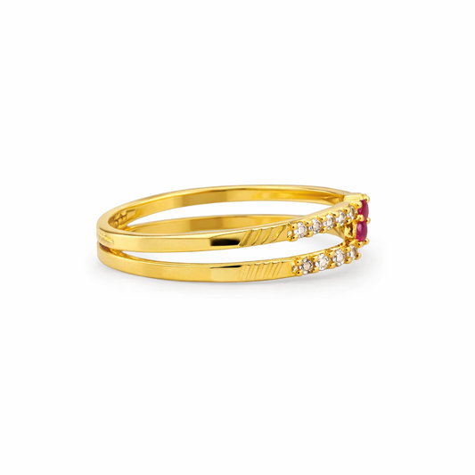 NUGOLD Elegant Women’s Ring with CZ Stone & Dual Band Design