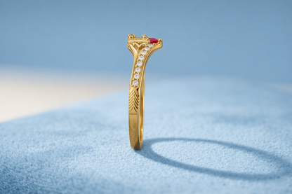 NUGOLD Premium Ring with CZ Stone & Dual Layer Band Style