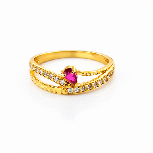 NUGOLD Premium Ring with CZ Stone & Dual Layer Band Style