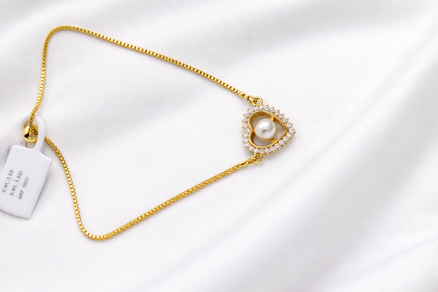 NuGold Heart Pearl Bracelet
