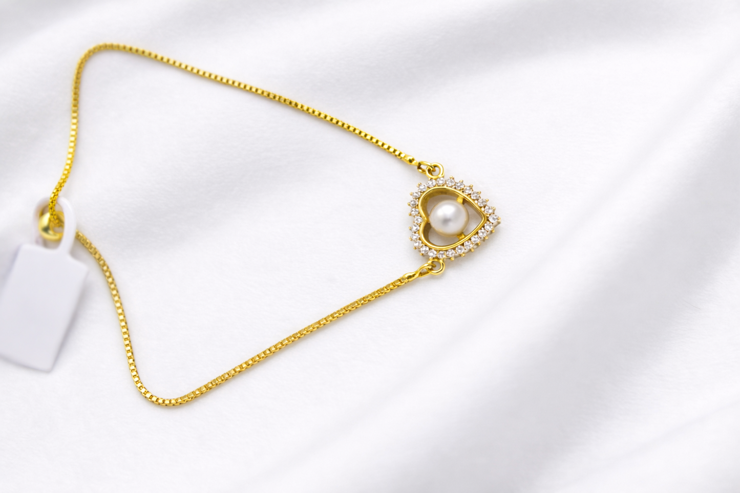 NuGold Heart Pearl Bracelet