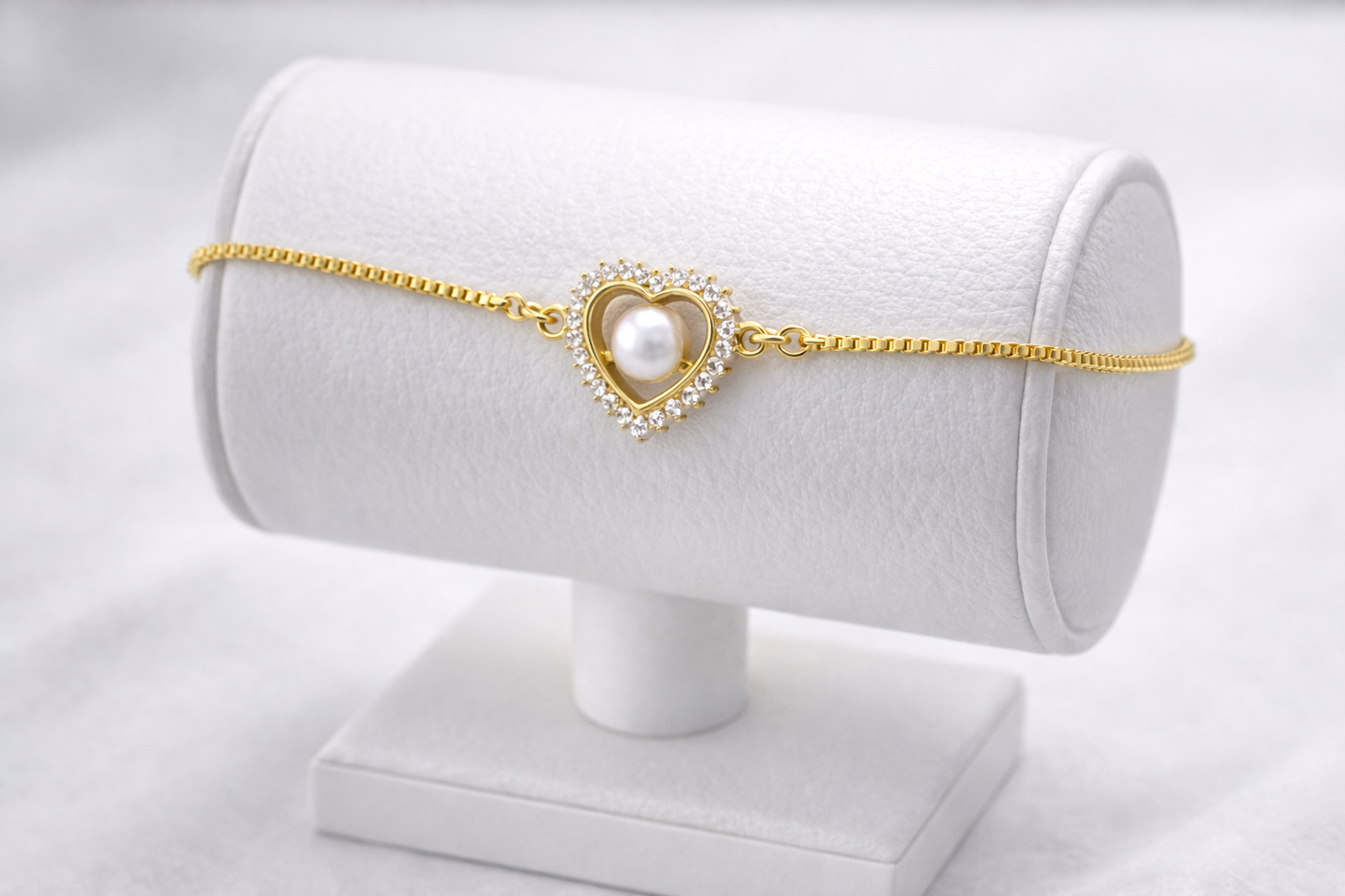 NuGold Heart Pearl Bracelet