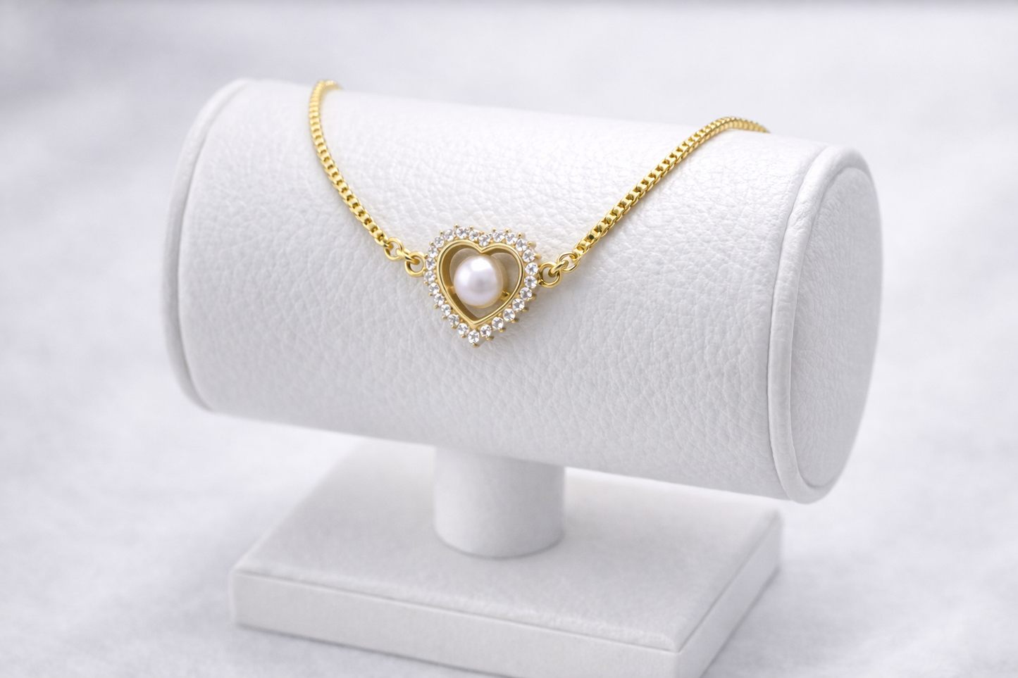 NuGold Heart Pearl Bracelet
