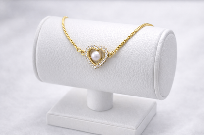 NuGold Heart Pearl Bracelet