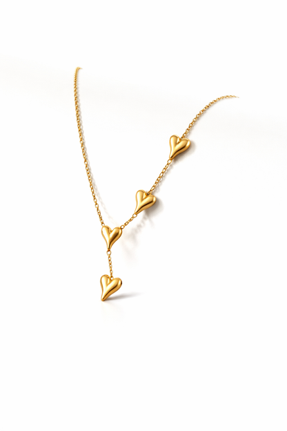 Elegant Gold Multi Heart Drop pendant Necklace