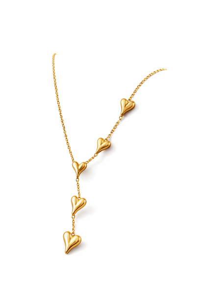 Elegant Gold Multi Heart Drop pendant Necklace