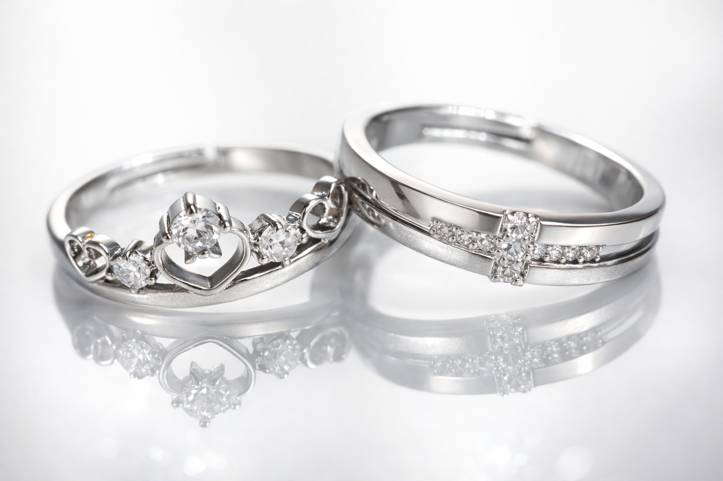 His & Hers Stainless Steel Couple Adjustable Matching Ring Set