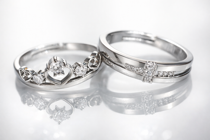 His & Hers Stainless Steel Couple Adjustable Matching Ring Set