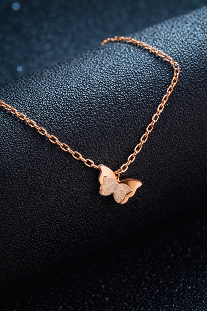 Elegant Rose Gold Butterfly Pendant Necklace for Women
