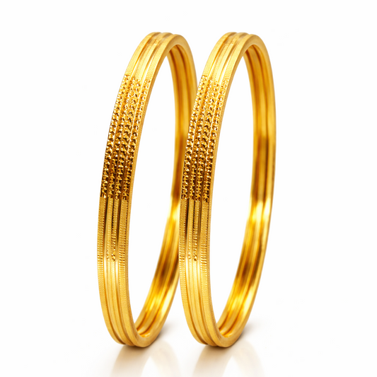 NuGold Designer Gold Bangles For Women Set Of 2