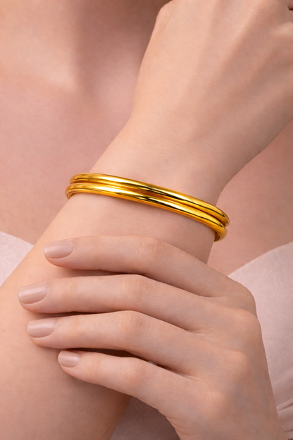 NuGold Plain Bangles Set For Women