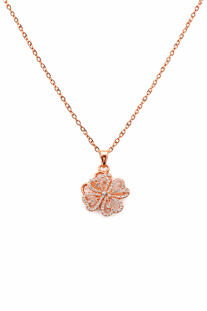 NUGOLD Elegant 360° Spin Flower Rose Gold Pendant Necklace