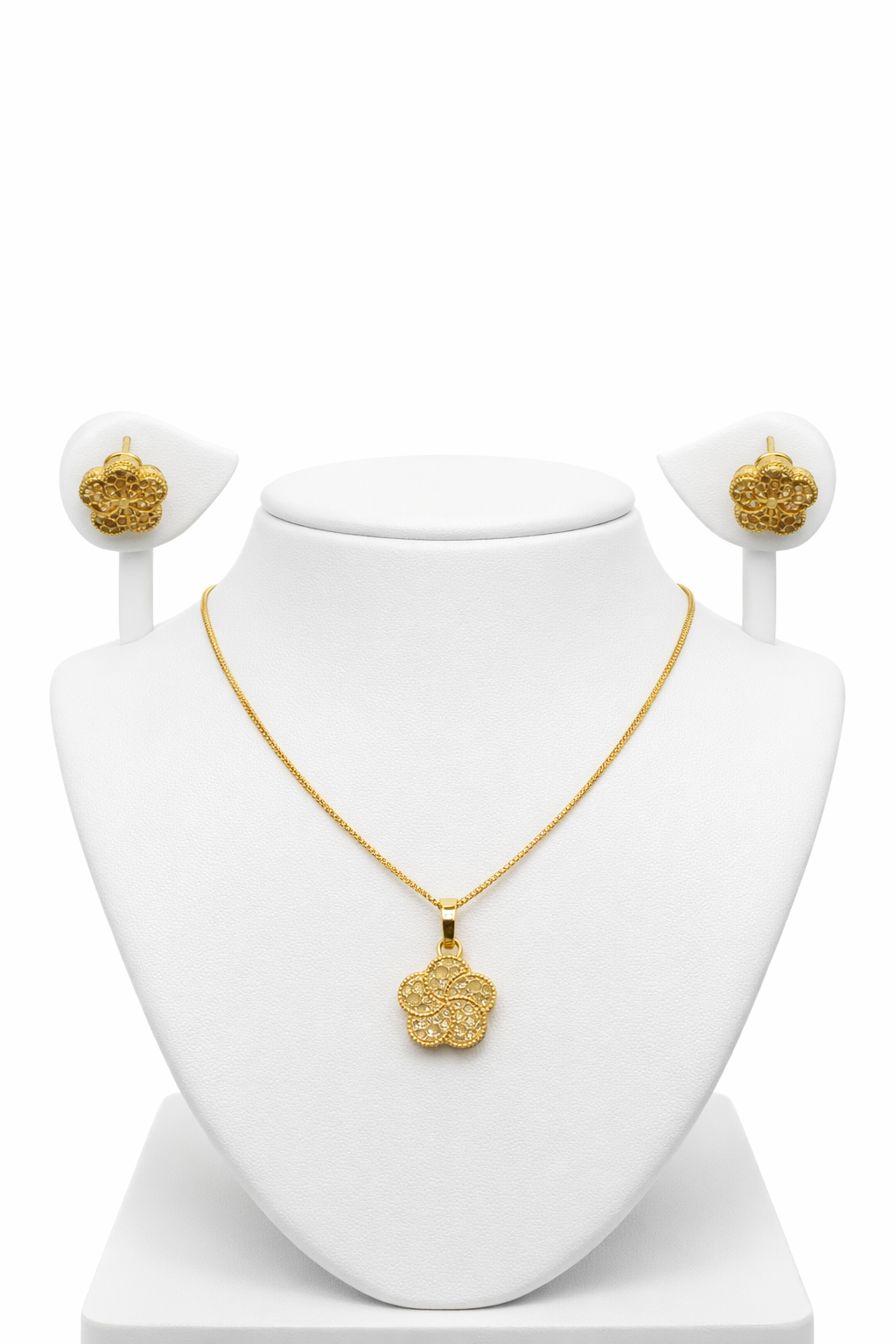 NuGold Floral Pendant Necklace Set