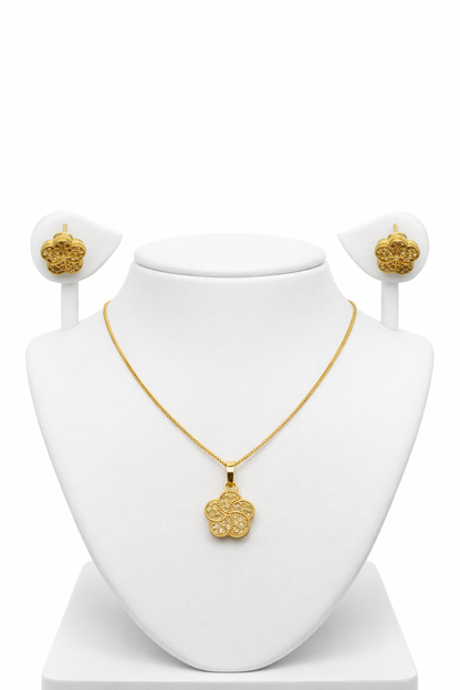 NuGold Floral Pendant Necklace Set
