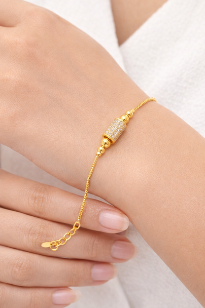 NuGold Plated Crystal Barrel Bracelet for Women