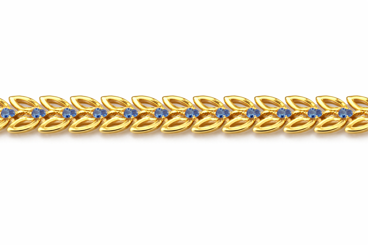 NuGold Blue Stone Leaf Bracelet for Women