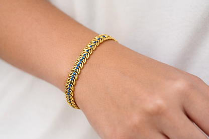 NuGold Blue Stone Leaf Bracelet for Women