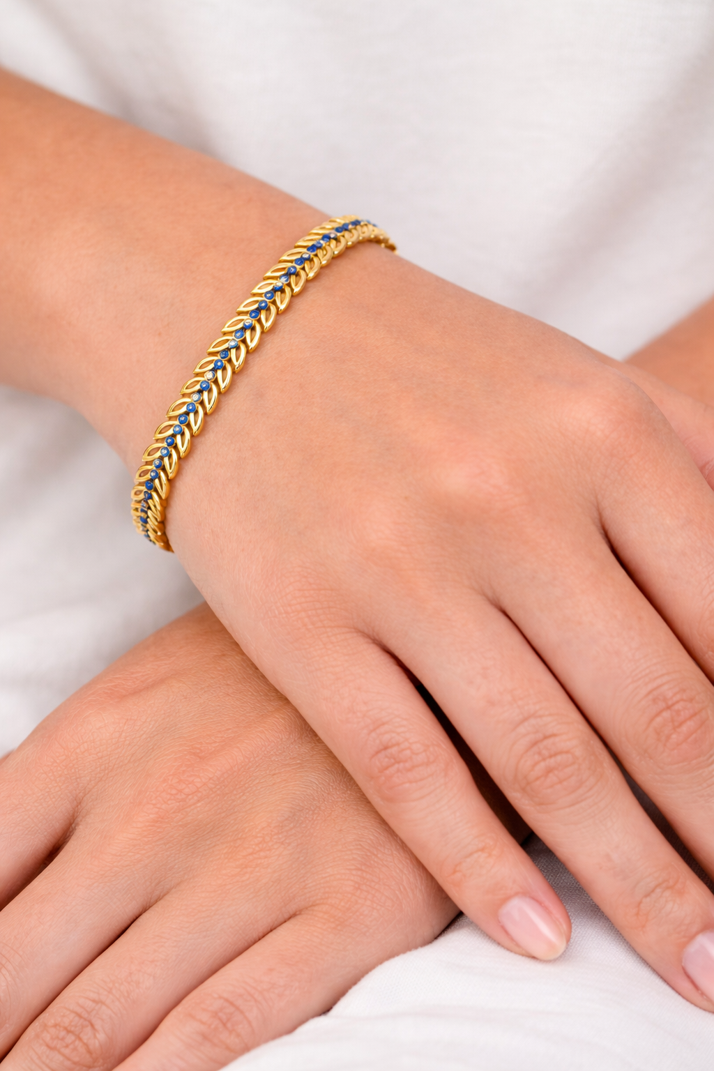 NuGold Blue Stone Leaf Bracelet for Women