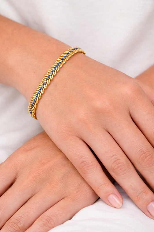 NuGold Blue Stone Leaf Bracelet for Women
