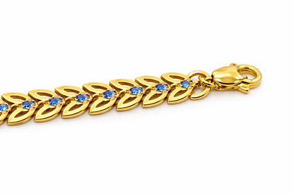 NuGold Blue Stone Leaf Bracelet for Women