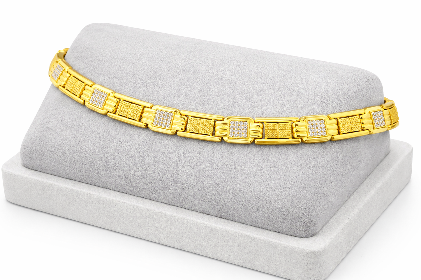 NuGold Chain Bracelet with Stone For Men