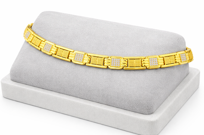 NuGold Chain Bracelet with Stone For Men
