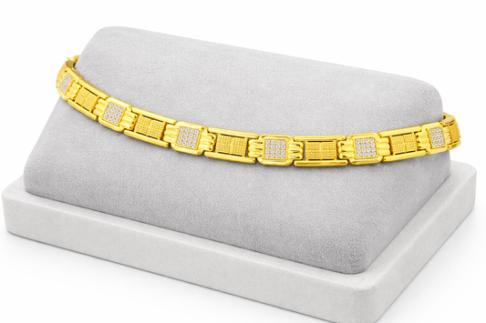 NuGold Chain Bracelet with Stone For Men