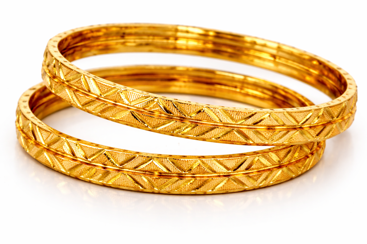 NuGold Designer Bangles for Women Set of 4