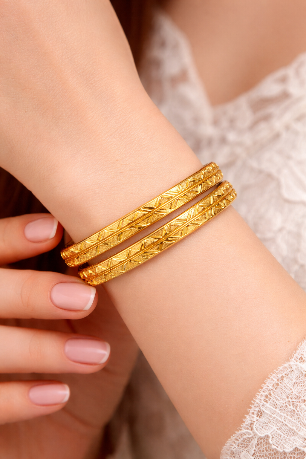 NuGold Designer Bangles for Women Set of 4