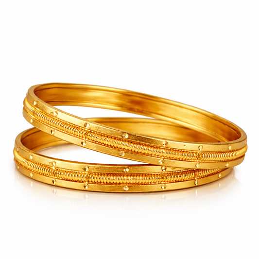 NuGold Gold Plated Designer Bangles for Women Set Of 2