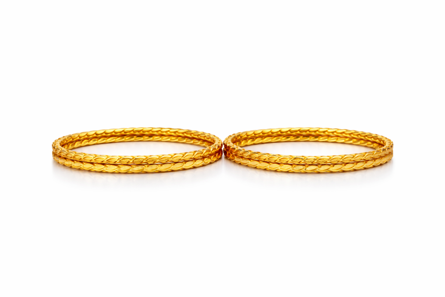 NuGold Leaf Design Bangles for Women Set of 4