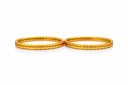 NuGold Leaf Design Bangles for Women Set of 4