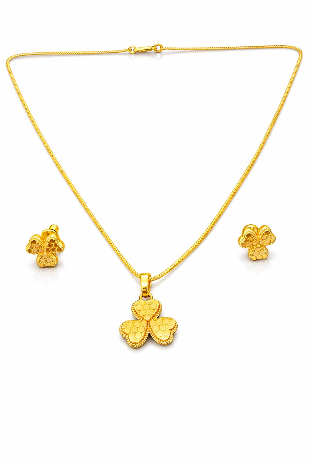 NuGold Clover Pendant Necklace Set for Women
