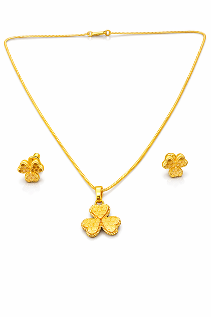 NuGold Clover Pendant Necklace Set for Women