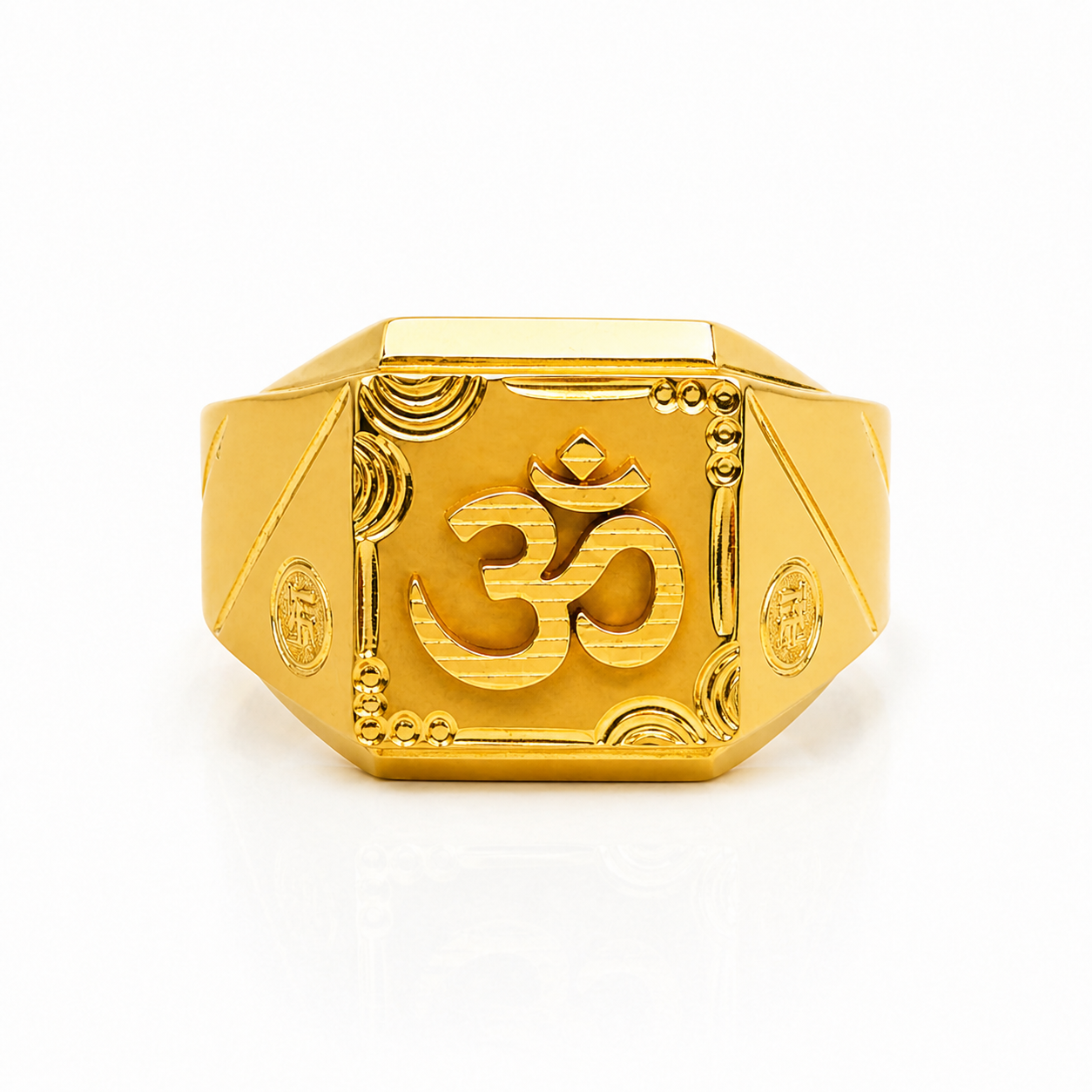 NuGold Premium Om Maharaja Gold Signet Ring for Men