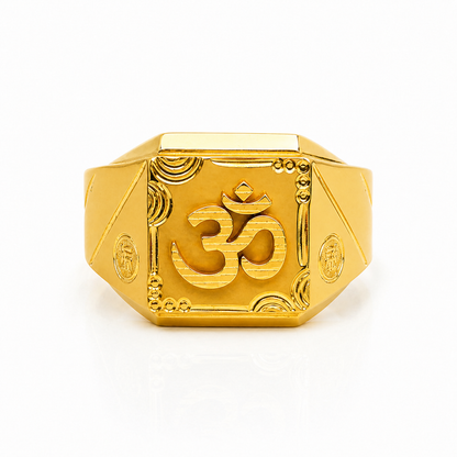 NuGold Premium Om Maharaja Gold Signet Ring for Men