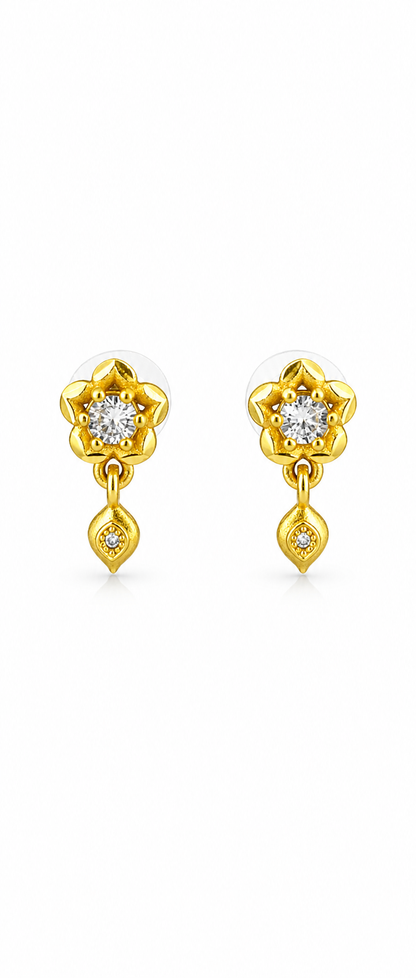 NuGold Clover Crystal Drop Gold-Toned Stud Earrings for Women