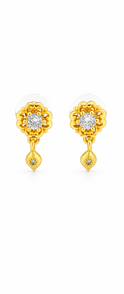NuGold Blossom Spark Crystal Drop Earrings