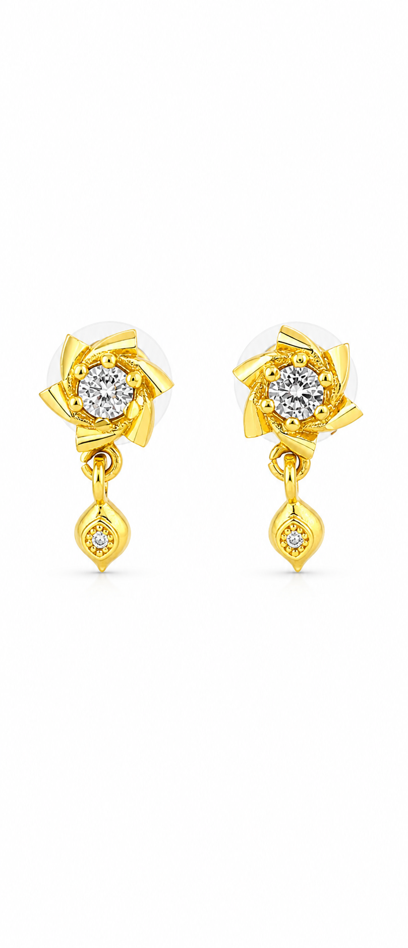 NuGold Twinkle Bloom Crystal Drop Earrings
