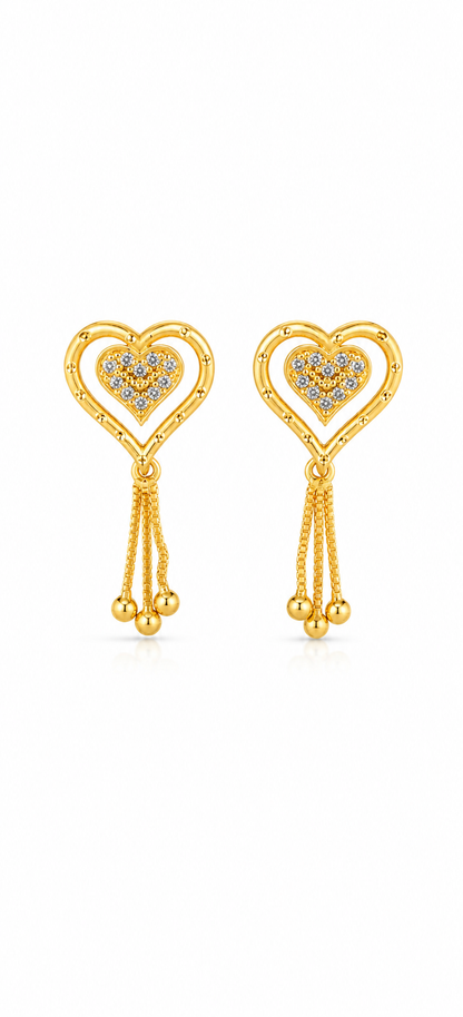 Heart Tassel Stud Earrings for Women