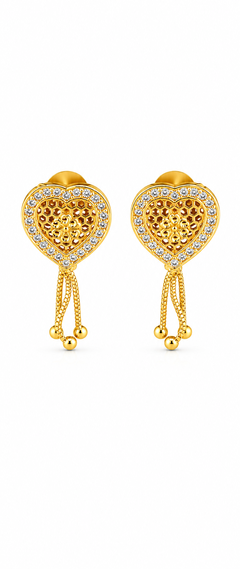 Crystal Heart Tassel Earrings for Women
