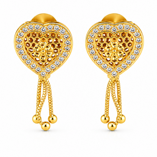Crystal Heart Tassel Earrings for Women